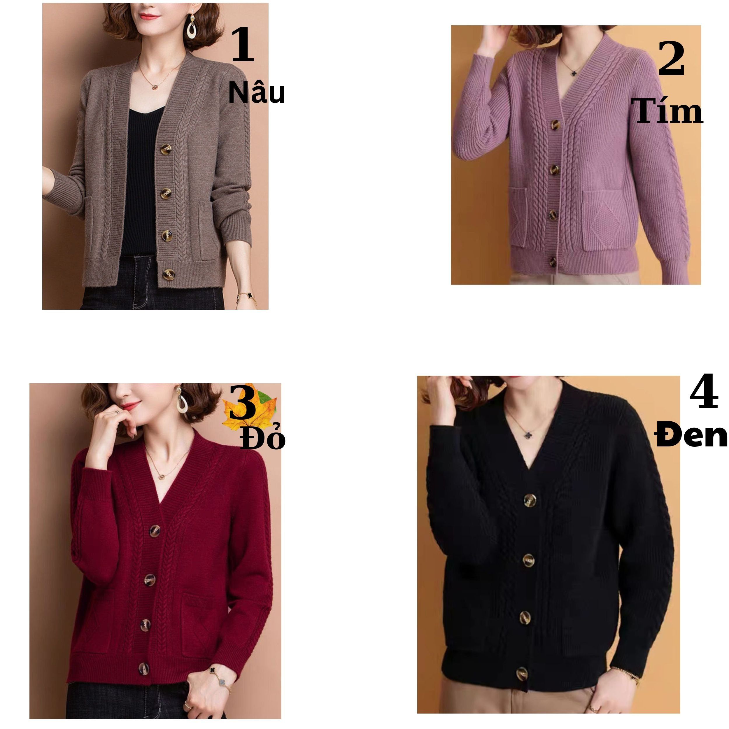 Áo khoác len nữ trung niên cardigan dệt kim mềm mịn co giãn. ms750