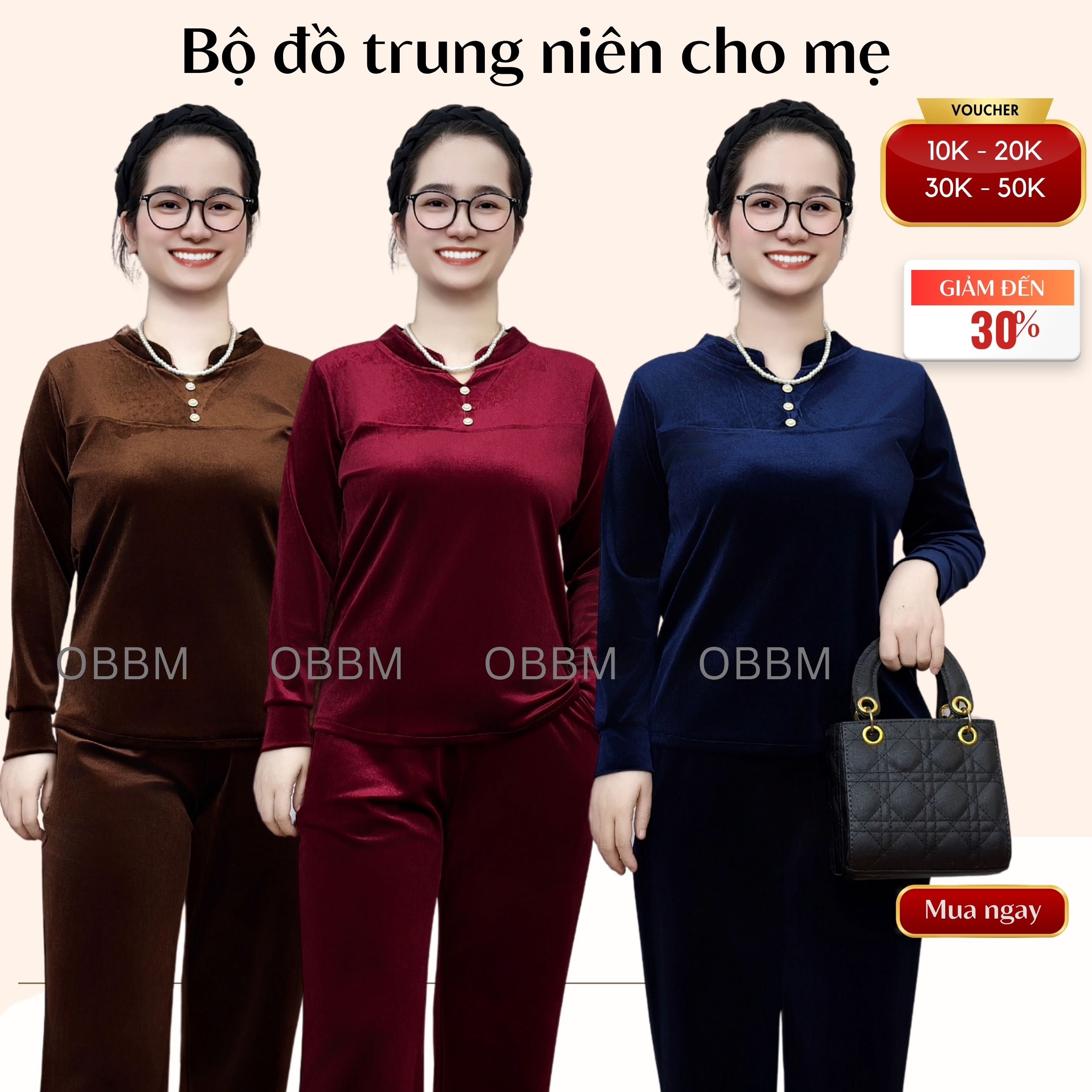 Bộ quần áo trung niên cho mẹ,chất nhung tuyết chính hãng SULA sang trọng ms909